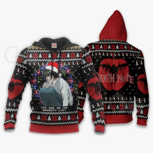 L Lawliet Ugly Christmas Sweater Death Note Anime Xmas Gift VA11 - 3 - GearAnime