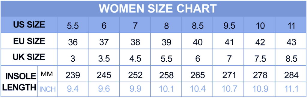 Jd women size chart