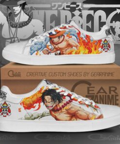 Portgas D Ace Skate Shoes One Piece Custom Anime Shoes - 1 - GearAnime