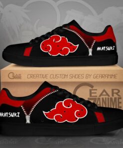 Akatsuki Cloud Skate Shoes Black Naruto Anime Custom Shoes PN09 - 1 - GearAnime