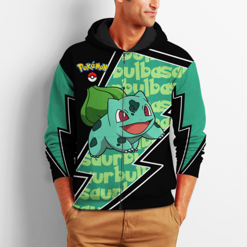 Bulbasaur Zip Hoodie Costume Pokemon Shirt Fan Gift Idea VA06 - 2 - GearAnime
