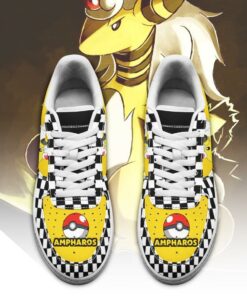 Poke Ampharos Sneakers Checkerboard Custom Pokemon Shoes - 2 - GearAnime