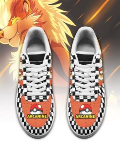 Poke Arcanine Sneakers Checkerboard Custom Pokemon Shoes - 2 - GearAnime