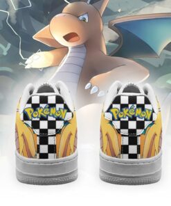 Poke Dragonite Sneakers Checkerboard Custom Pokemon Shoes - 3 - GearAnime