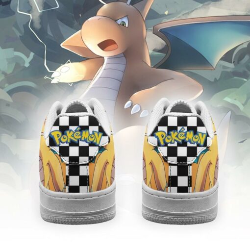 Poke Dragonite Sneakers Checkerboard Custom Pokemon Shoes - 3 - GearAnime