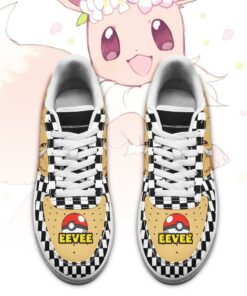 Poke Eevee Sneakers Checkerboard Custom Pokemon Shoes - 2 - GearAnime
