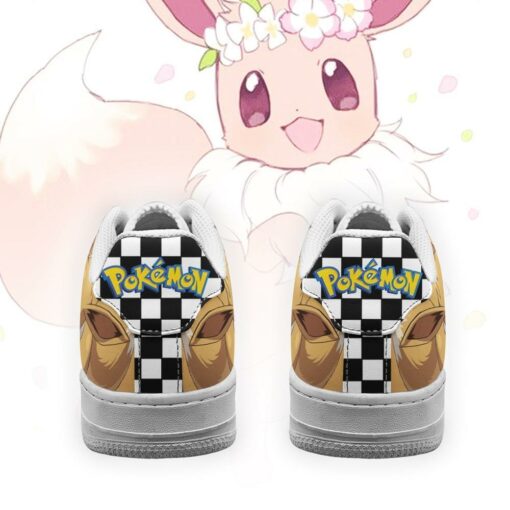 Poke Eevee Sneakers Checkerboard Custom Pokemon Shoes - 3 - GearAnime