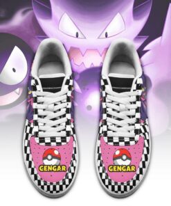 Poke Gengar Sneakers Checkerboard Custom Pokemon Shoes - 2 - GearAnime