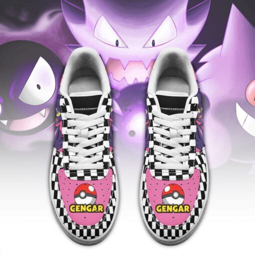 Poke Gengar Sneakers Checkerboard Custom Pokemon Shoes - 2 - GearAnime