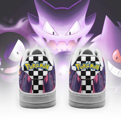 Poke Gengar Sneakers Checkerboard Custom Pokemon Shoes - 3 - GearAnime