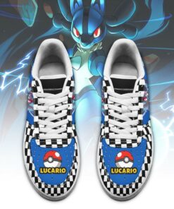 Poke Lucario Sneakers Checkerboard Custom Pokemon Shoes - 2 - GearAnime
