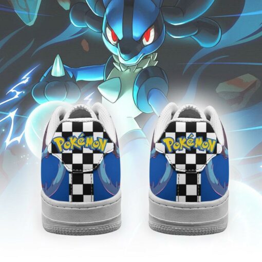 Poke Lucario Sneakers Checkerboard Custom Pokemon Shoes - 3 - GearAnime