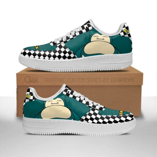 Poke Snorlax Sneakers Checkerboard Custom Pokemon Shoes - 1 - GearAnime