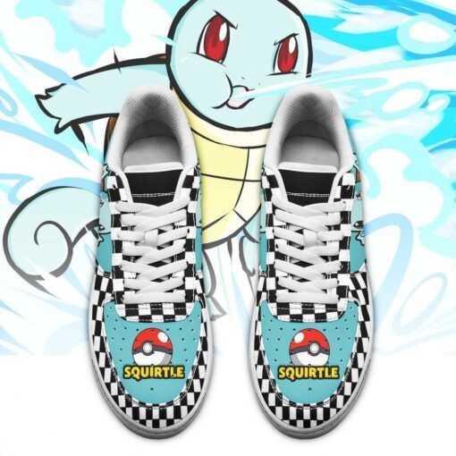 Poke Squirtle Sneakers Checkerboard Custom Pokemon Shoes - 2 - GearAnime