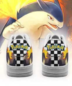 Poke Typhlosion Sneakers Checkerboard Custom Pokemon Shoes - 3 - GearAnime