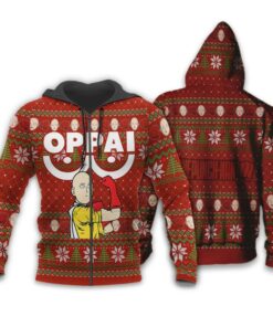 Saitama Oppai Ugly Christmas Sweater One Punch Man Anime Xmas Gift - 2 - GearAnime