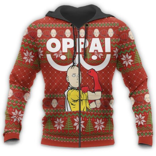 Saitama Oppai Ugly Christmas Sweater One Punch Man Anime Xmas Gift - 7 - GearAnime