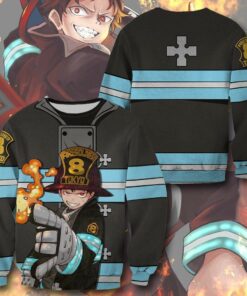 Shinra Kusakabe Fire Force Hoodie Shirt Anime Uniform Sweater Jacket - 2 - GearAnime