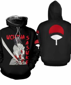 Uchiha Sasuke Shirt Family Symbol Naruto Anime Hoodie Sweater - 3 - GearAnime