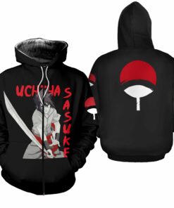 Uchiha Sasuke Shirt Family Symbol Naruto Anime Hoodie Sweater - 1 - GearAnime