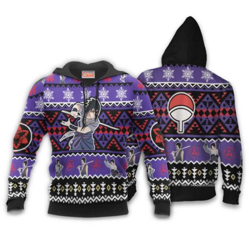 Uchiha Sasuke Ugly Christmas Sweater Custom Naruto Xmas Gifts Idea - 3 - GearAnime